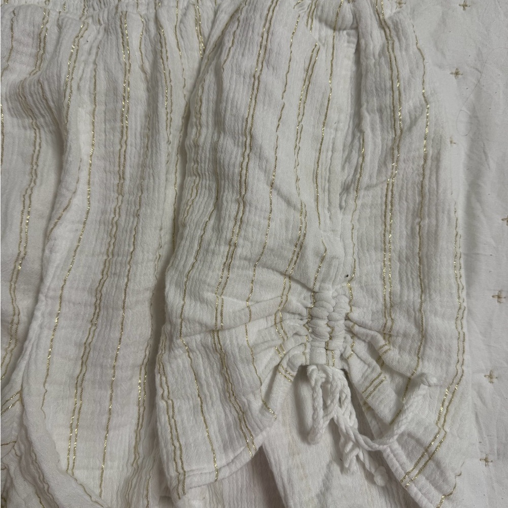 Aerie High Waist White Striped Shorts - Picture 3 of 3